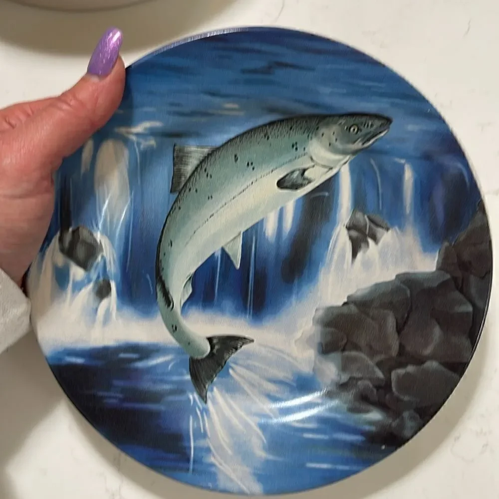Pacific Northwest Woodland decorative plate set.  Muckleshoot Casino. Set of 4.